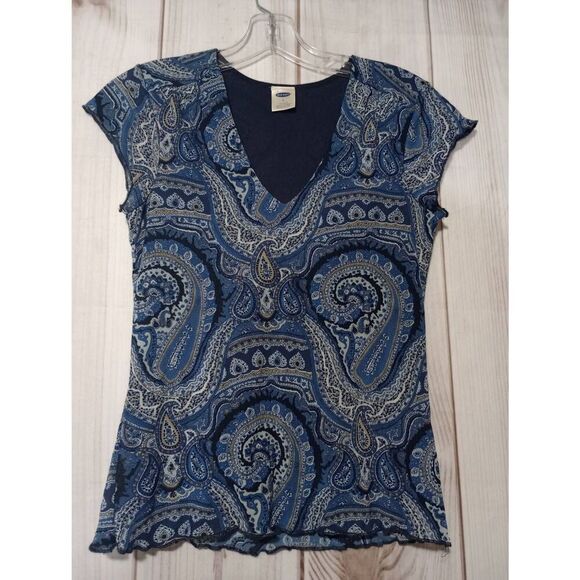 Old Navy Shirt Ladies‎ Small Navy Capped Sleeve Light Weight - Picture 1 of 6